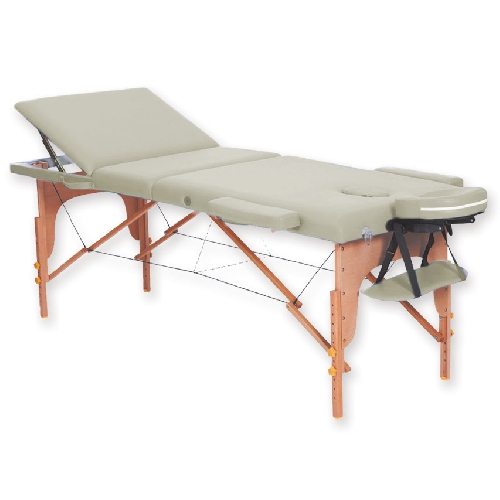 3-SECTION WOODEN MASSAGE TABLE - CREAM