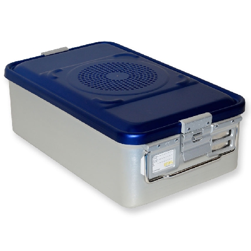 CONTAINER WITH FILTER MEDIUM H 150 MM - BLUE - PERFORATED