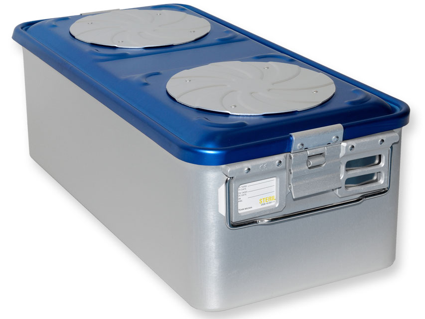 Konteineris ar vārstu-liels h 200 mm-zils-ar perforāciju