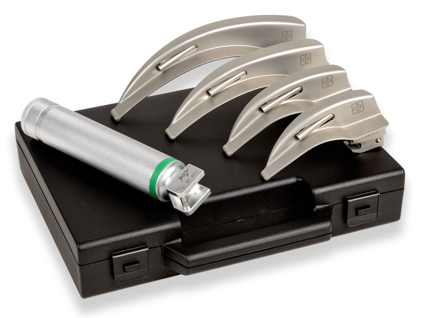 Gima Green f.o.led pieaugušo laringoskopa komplekts ar 4 asmeņiem McIntosh 2,5v 18 000 lux N1