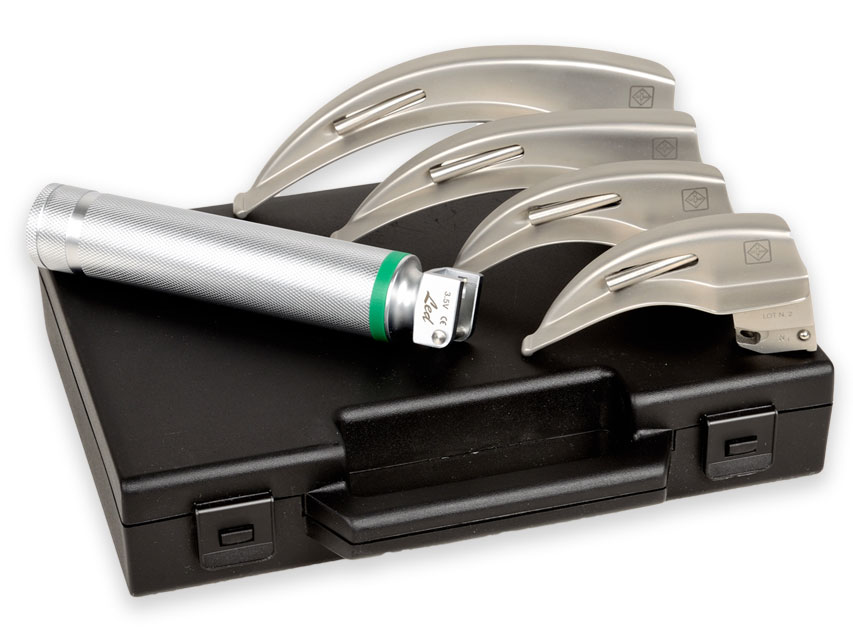 Gima Green f.o.led pieaugušo laringoskopa komplekts ar 4 asmeņiem MC-intosh 3,5 v 30 000 lux N1