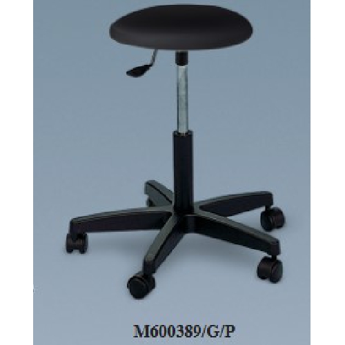 Regulējams grozošs krēsls,nerūsējošā tērauda sēdeklis Ø32 cm. Nerūsējošā tērauda pamatne bez ritenīšiem.