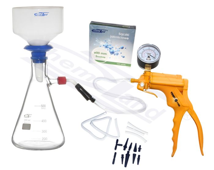 Buchnera vakuuma filtrēšanas komplekts, kolbas tilpums 00500ml, PP savienojums, vidējais 090 mm kvalitatīvs siets