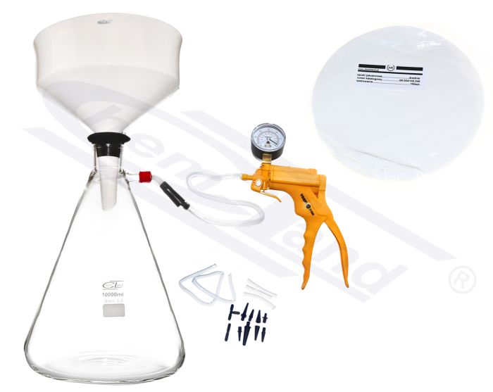 Buchnera vakuuma filtrēšanas komplekts, 10000 ml kolbas tilpums, PP uzgalis, vidēja 240 mm kvalitātes sietiņi