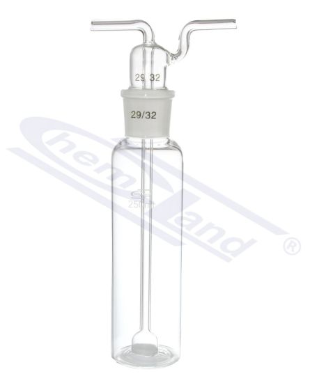 gāzes mazgāšanas pudele, Drechsel bez pamatnes, ar saķepinātu disku G-0 100ml WS 29/32