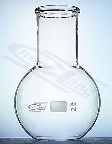 Kolba ar plakanu dibenu un platu kaklu 00500ml CHEMLAND