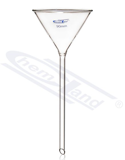 Stikla laboratorijas piltuve 040 H-veida 150 mm, kāts diametrs 6 mm CHEMLAND NEW LINE