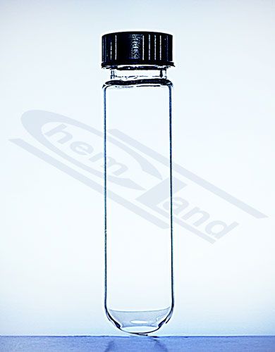 mēģene ar apaļu dibenu, skrūvējamu vāciņu un blīvējumu20*200