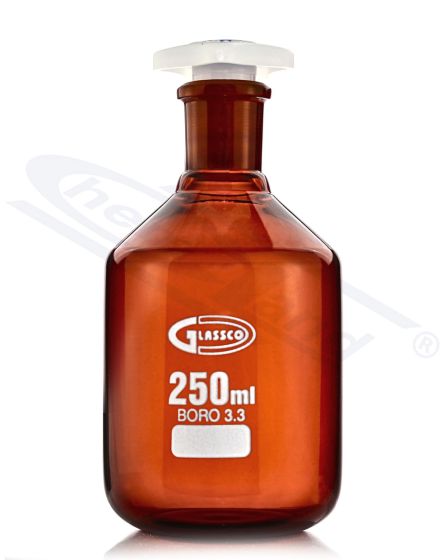 Pudele ar BORO 3,3 00250 WS 19/26 ORANGE SiO2>80,5 perc GLASSCO PE aizbāzni