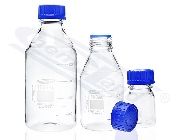 Pudele ar skrūvējamu vāciņu BORO 3.3 GL45, 03000ml CHEMLAND NEW LINE