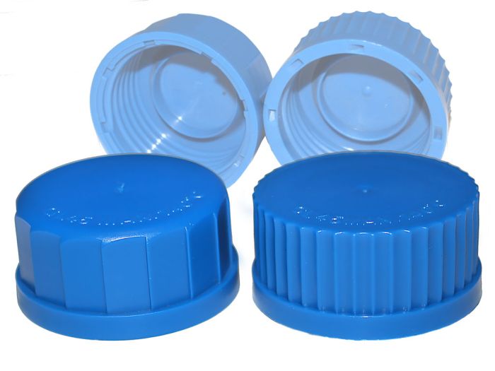 aizskrūvējams vāciņš ar gredzenu pudelēm GL45 - ZILS NEW LINE