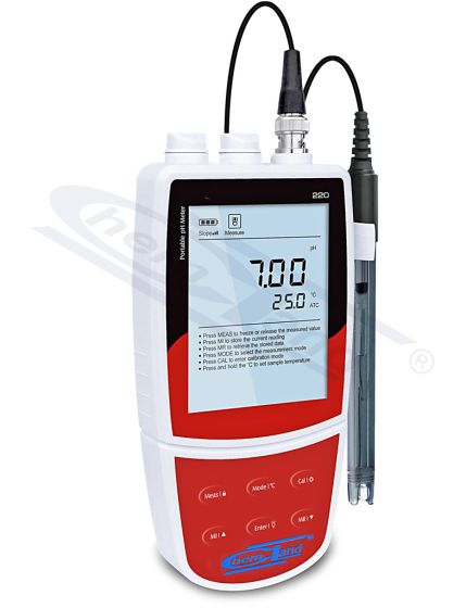Pārnēsājamais pH mērītājs -2 līdz 20 pH , 1999 mV , 0 līdz 105 oC Temperatūra
