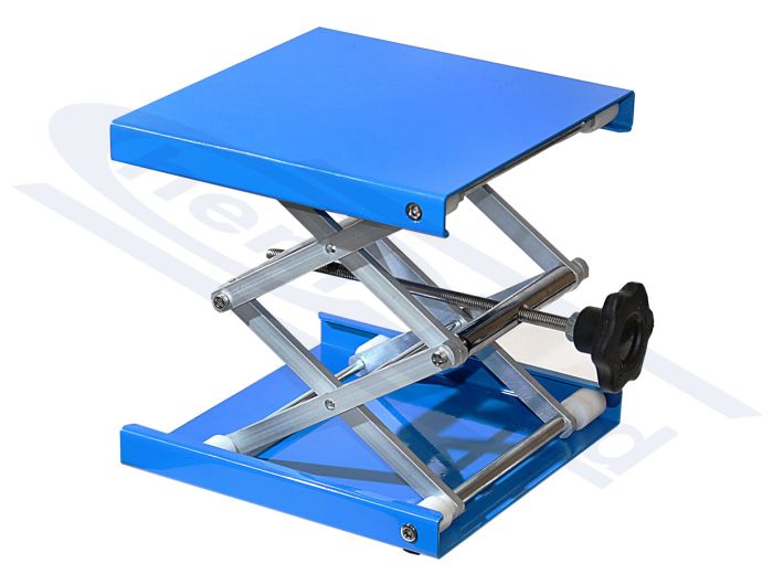 Laboratorijas domkrats no nerūsējošā tērauda 250x250 H 275, ar plastmasas platformu