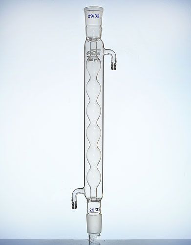 kondensators ar iekšējo spuldzes daļu Allihn ligzda 2x 29/32 garums efektīvs 400 stikla savienotājs