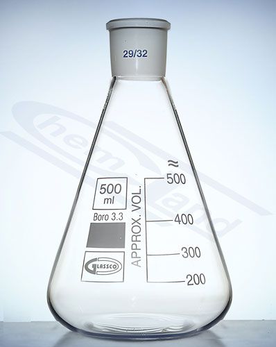 kolba ar konisku šauru kaklu NS. 29/32 tilpums 00100ml GLASSCO