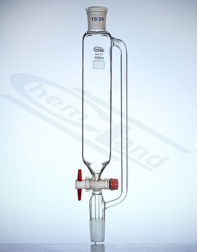 spiediena izlīdzināšanas piltuves aizbīdnis PTFE100ml NS29/32