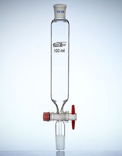 piltuve ar cilindrisku aizbīdni PTFE NS19 0100ml