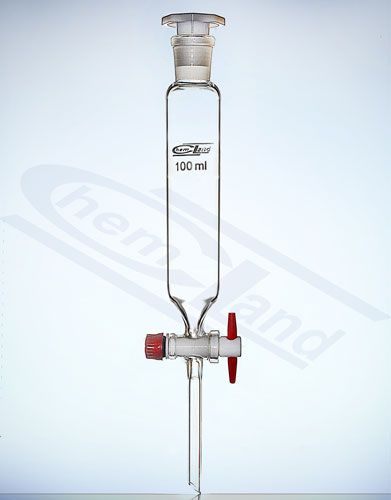 piltuve ar cilindrisku kontaktligzdu 19/26 aizbīdnis ar teflona aizbīdni. 0100ml