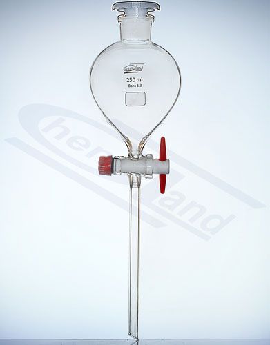 Atdalīšanas piltuve bumbiera formas ar aizbāzni PP ligzda 24/29 aizbāzni PTFE1000ml