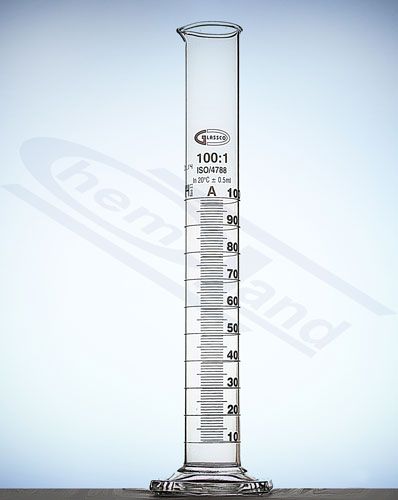 cilindrs A klases brūna gradācija ar partijas sertifikātu 0100ml stikla bāze GLASS