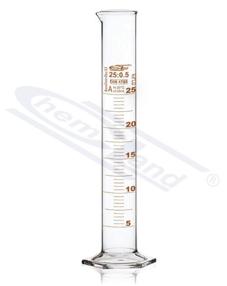 CHEMLAND mērcilindrs NEW LINE Kl A sk. Brūns SERTIFIKĀTS 0025ml st.stikls