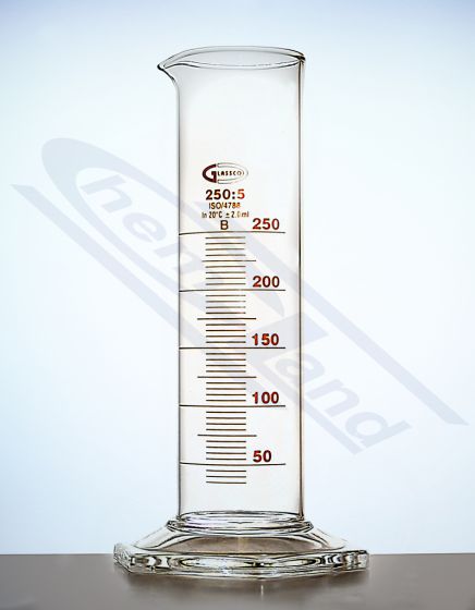 cilindrs LOW FORM 0500ml B klases, sešstūra formas stikla pamatne, brūna gradācija