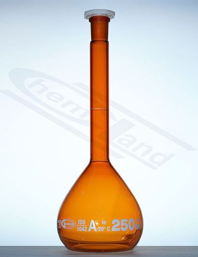 mērkolba ar partijas sertifikātu. dzintara krāsas A klases 0200ml GLASSCO NS 14/23