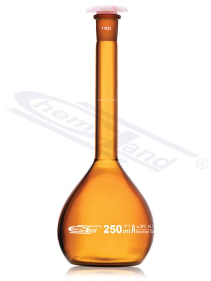 konusveida kolba CHEMLAND NEW LINE ar CERT. dzintara kl.A 0100ml ligzda 14/23